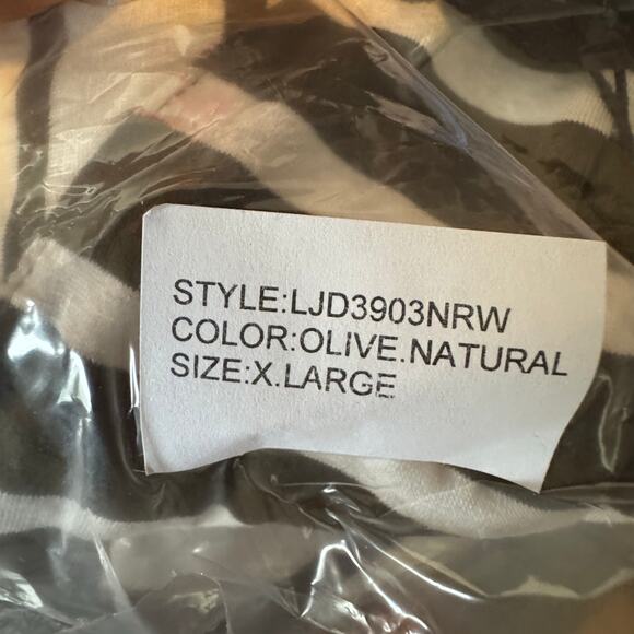 Laila Jayde Mitered Striped Racerback Mini Dress Olive Natural NWT Size Large - Picture 7 of 7